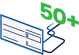 a check with the 50+